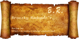 Broczky Radomér névjegykártya